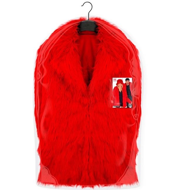 Manteau de fourrure peluche rouge