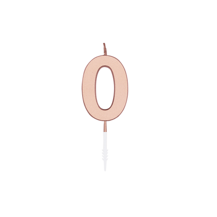 Bougie « 0 ans » rose doré métallisé, 4,5 cm