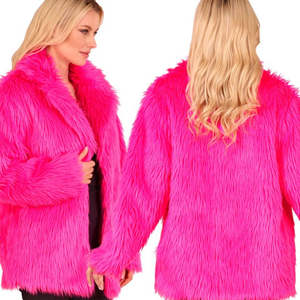 Manteau de fourrure peluche rose fluo