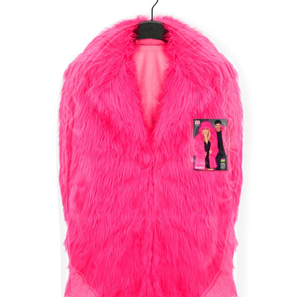 Manteau de fourrure peluche rose fluo