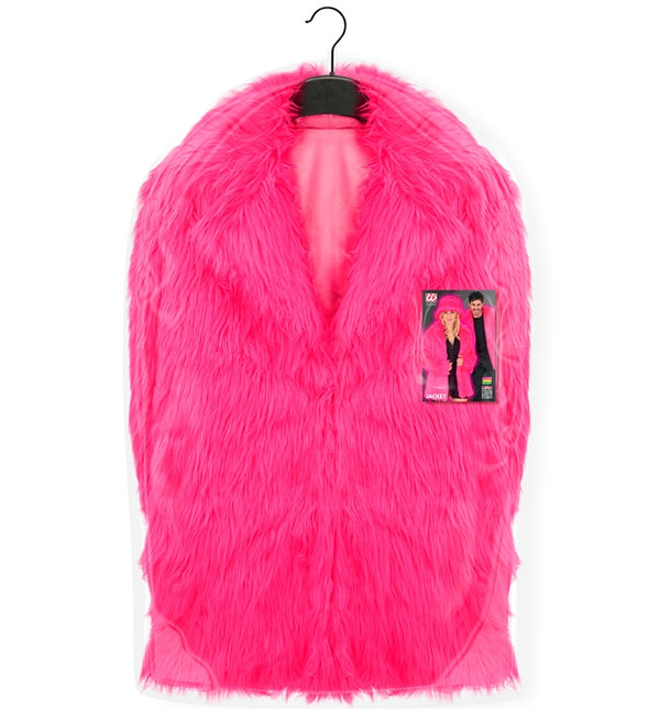 Manteau de fourrure peluche rose fluo