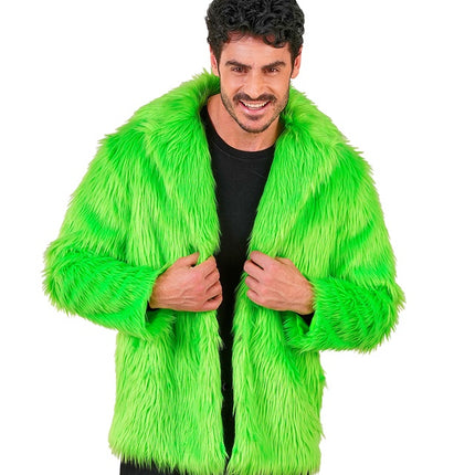 Manteau de fourrure peluche vert fluo