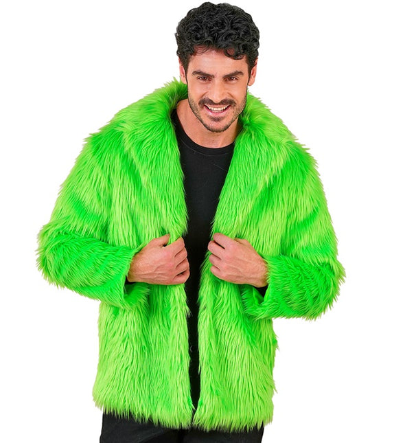 Manteau de fourrure peluche vert fluo