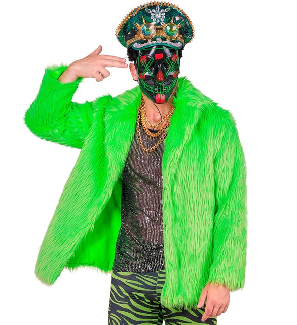 Manteau de fourrure peluche vert fluo