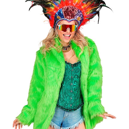Manteau de fourrure peluche vert fluo