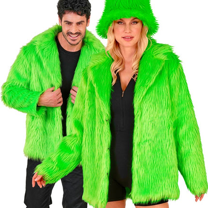 Manteau de fourrure peluche vert fluo