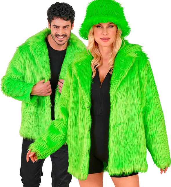 Manteau de fourrure peluche vert fluo