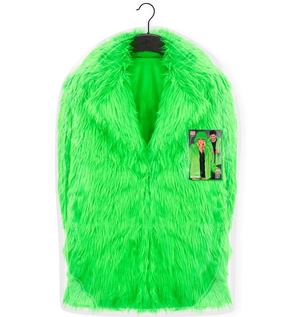 Manteau de fourrure peluche vert fluo