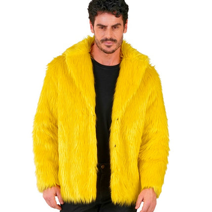 Manteau de fourrure peluche jaune