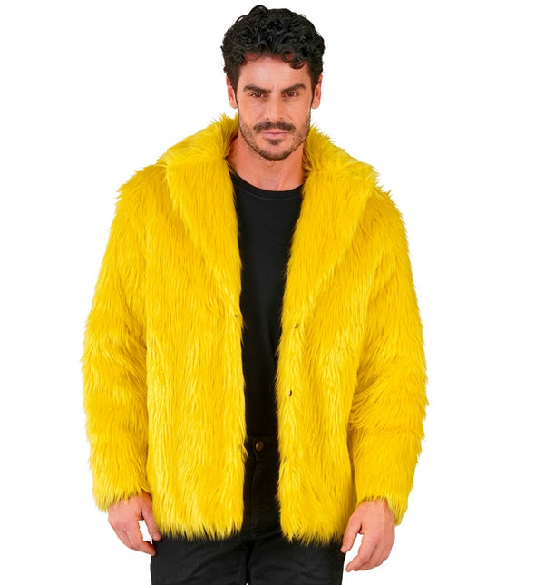Manteau de fourrure peluche jaune
