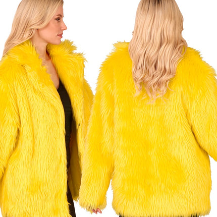 Manteau de fourrure peluche jaune