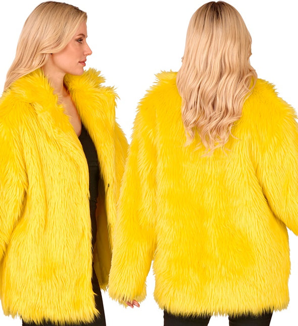 Manteau de fourrure peluche jaune