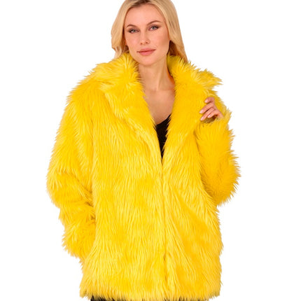 Manteau de fourrure peluche jaune