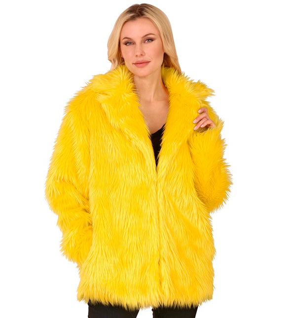 Manteau de fourrure peluche jaune