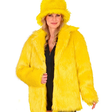 Manteau de fourrure peluche jaune