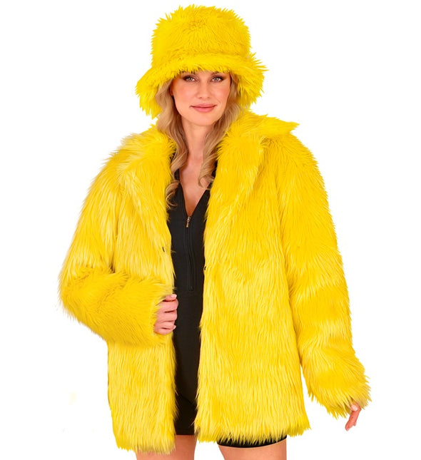 Manteau de fourrure peluche jaune