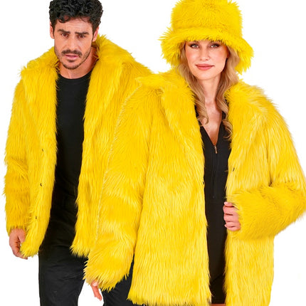 Manteau de fourrure peluche jaune