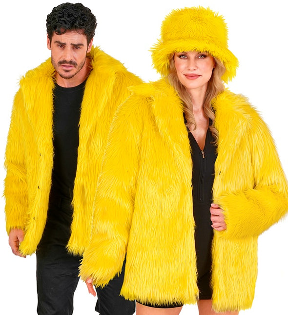 Manteau de fourrure peluche jaune