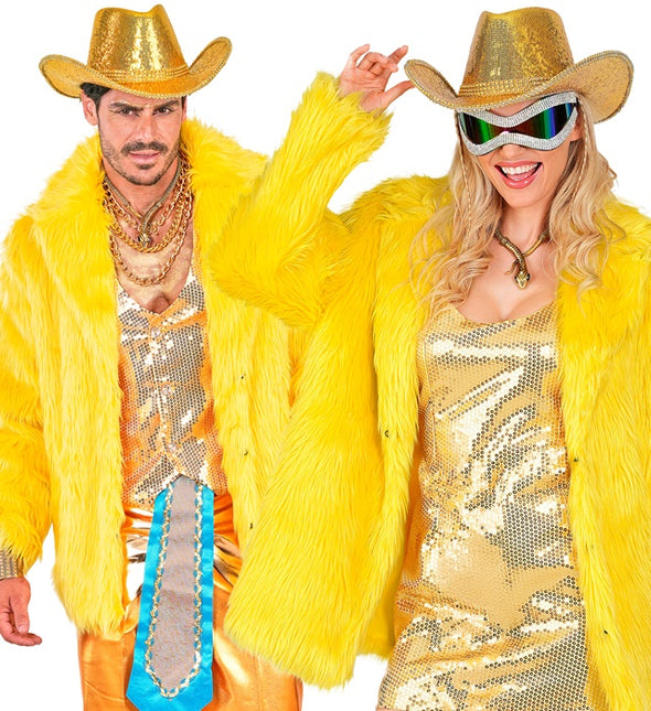 Manteau de fourrure peluche jaune