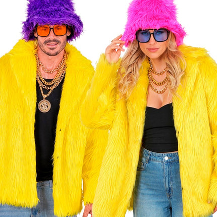 Manteau de fourrure peluche jaune