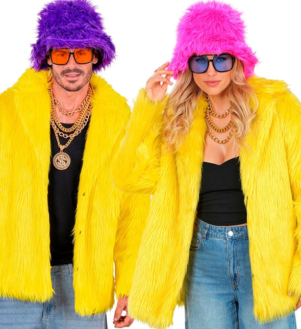 Manteau de fourrure peluche jaune