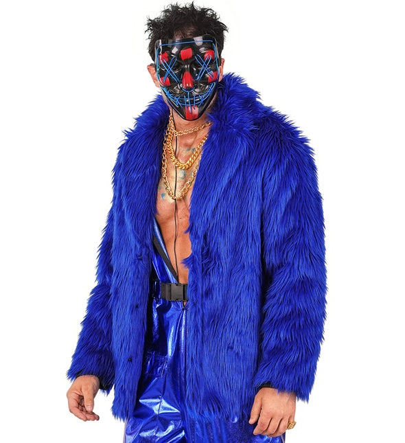 Manteau de fourrure peluche bleu