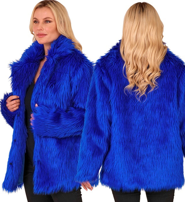 Manteau de fourrure peluche bleu