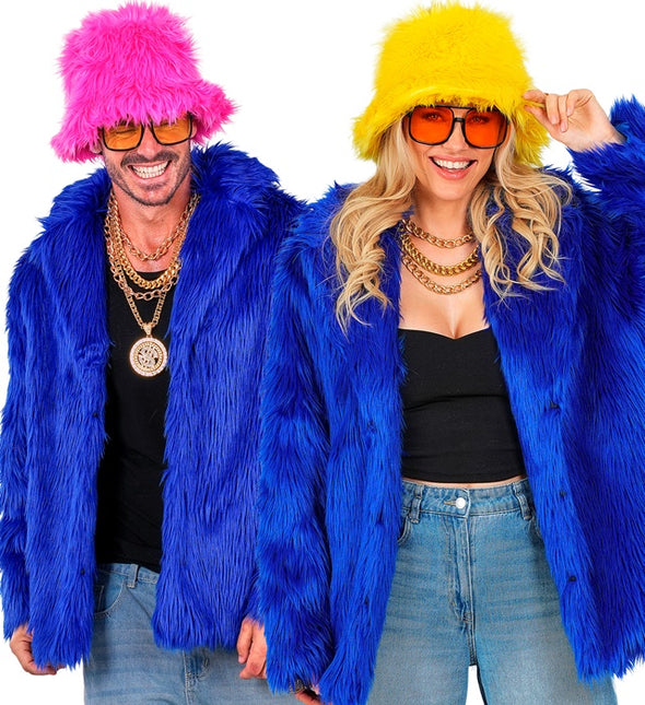 Manteau de fourrure peluche bleu