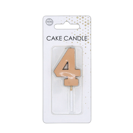 Bougie « 4 ans » rose doré métallisé, 4,5 cm