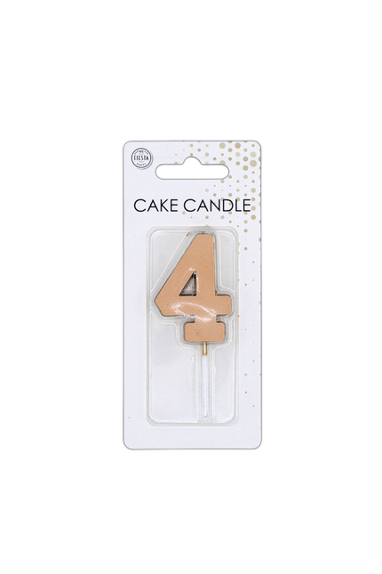 Bougie « 4 ans » rose doré métallisé, 4,5 cm