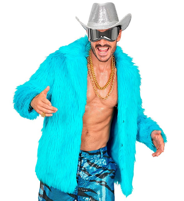 Manteau de fourrure peluche Turquoise