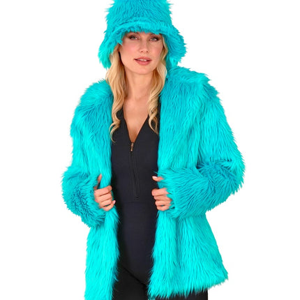 Manteau de fourrure peluche Turquoise