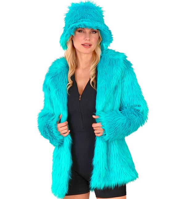 Manteau de fourrure peluche Turquoise