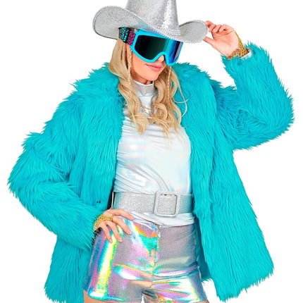Manteau de fourrure peluche Turquoise