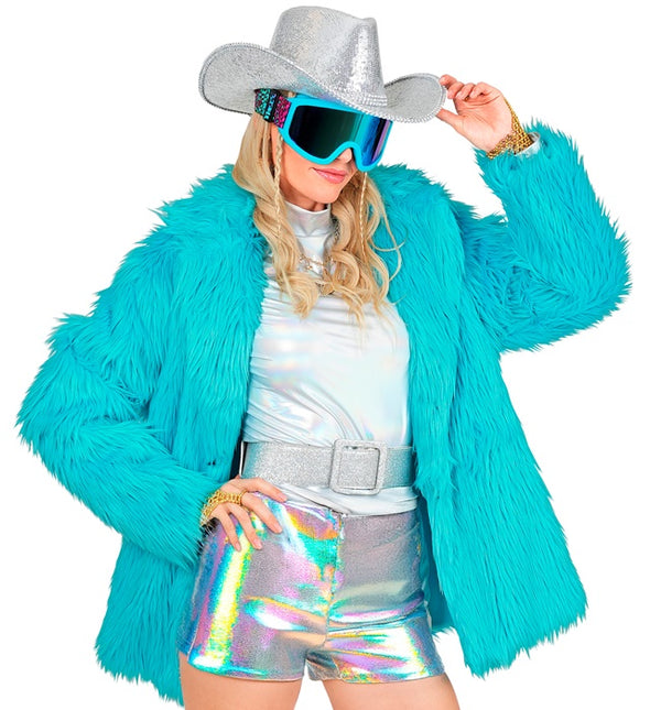 Manteau de fourrure peluche Turquoise