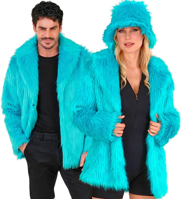 Manteau de fourrure peluche Turquoise