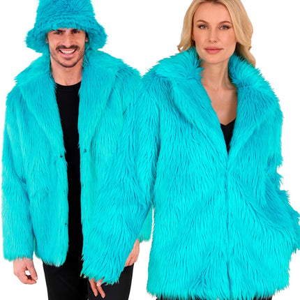 Manteau de fourrure peluche Turquoise