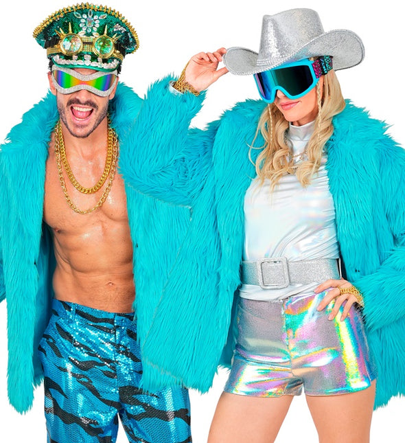 Manteau de fourrure peluche Turquoise