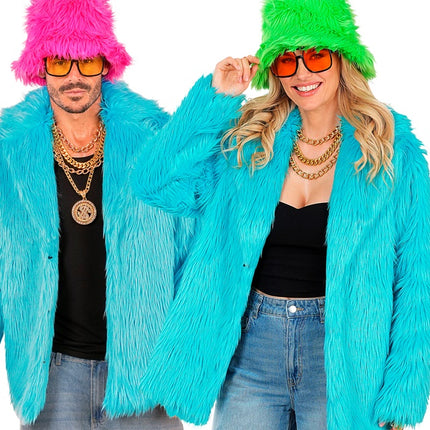 Manteau de fourrure peluche Turquoise