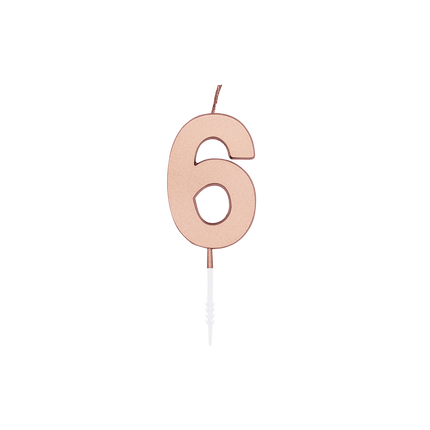 Bougie « 6 ans » rose doré métallisé, 4,5 cm