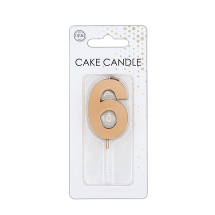 Bougie « 6 ans » rose doré métallisé, 4,5 cm