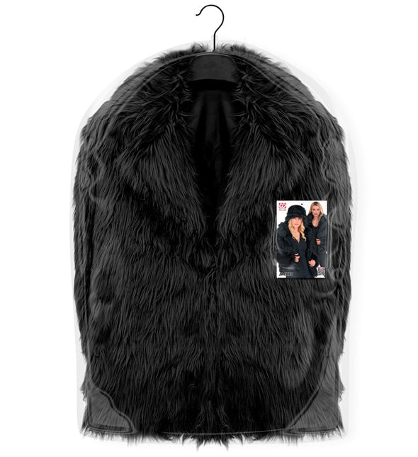 Manteau de Fourrure Peluche Dames Noir