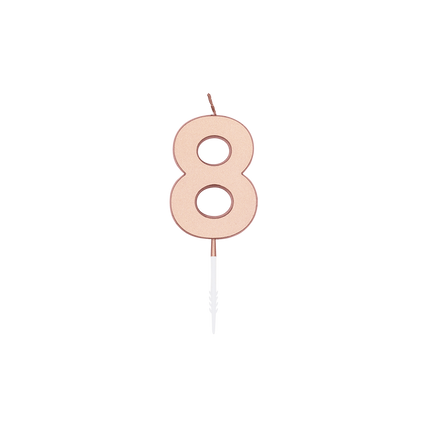 Bougie « 8 ans » rose doré métallisé, 4,5 cm