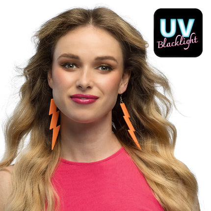 Paire de boucles d'oreilles Flash orange fluo UV