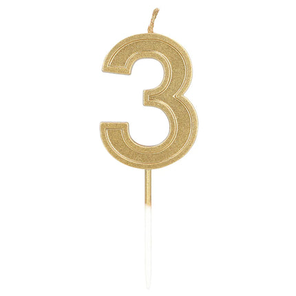 Petite bougie « Elegant 3 » dorée sur tige (3 x 4,2 x 0,7 cm)
