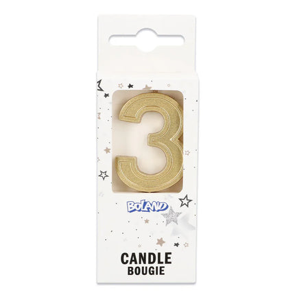 Petite bougie « Elegant 3 » dorée sur tige (3 x 4,2 x 0,7 cm)