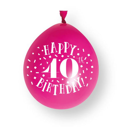 10ct Happy 40th Birthday 23cm Latex Balloons van Unique koop je bij Partywinkel