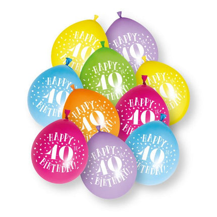 10ct Happy 40th Birthday 23cm Latex Balloons van Unique koop je bij Partywinkel
