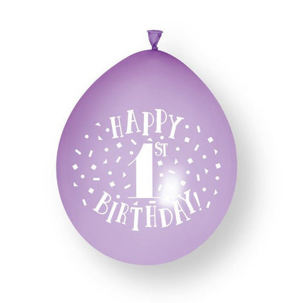 10st Happy 1st Birthday 23 Latex Ballonnen van Unique koop je bij Partywinkel