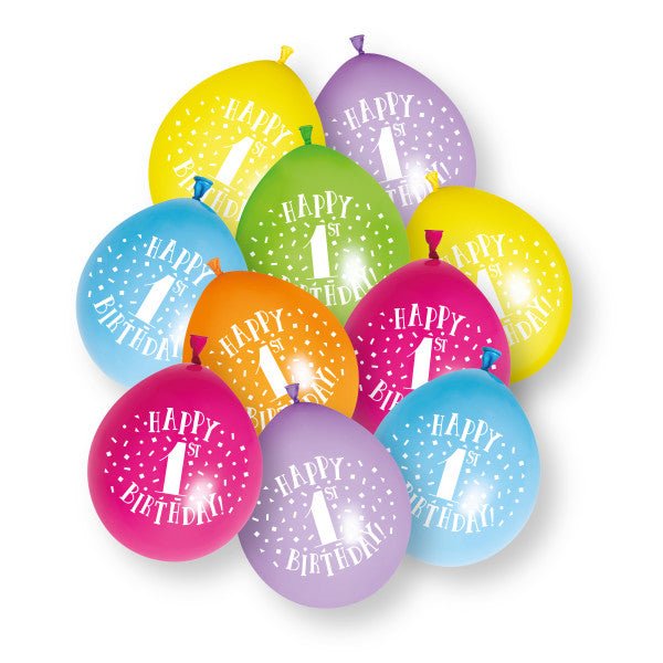 10st Happy 1st Birthday 23 Latex Ballonnen van Unique koop je bij Partywinkel